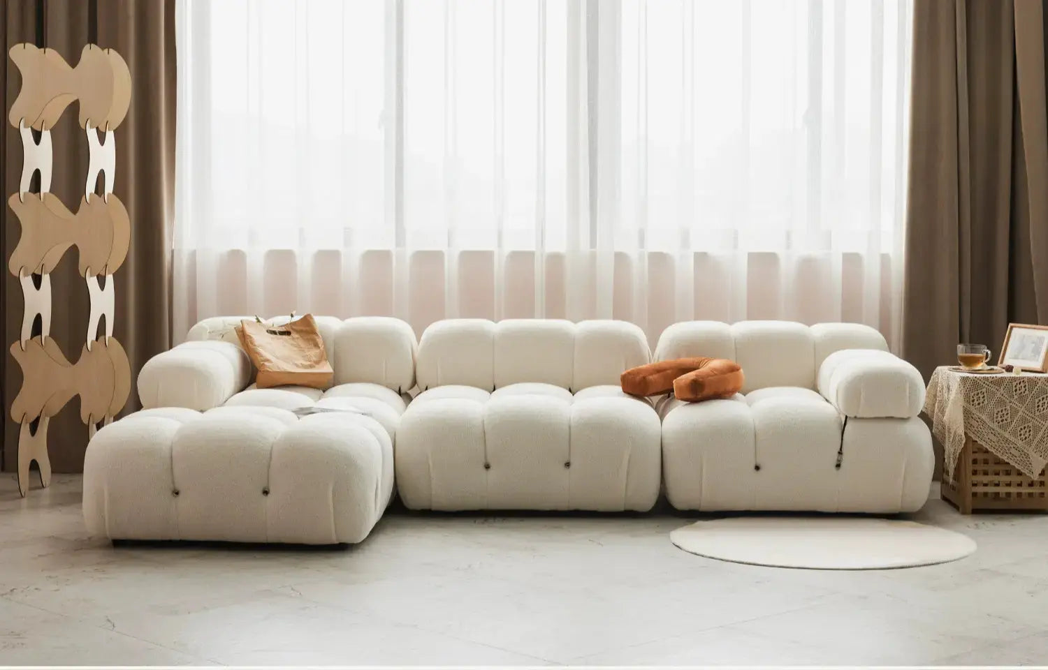 Brice Modular Lambskin Splicing Tofu Sofa