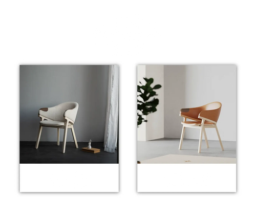 Achille Oak Wood Dining Chair, Soft Cushion