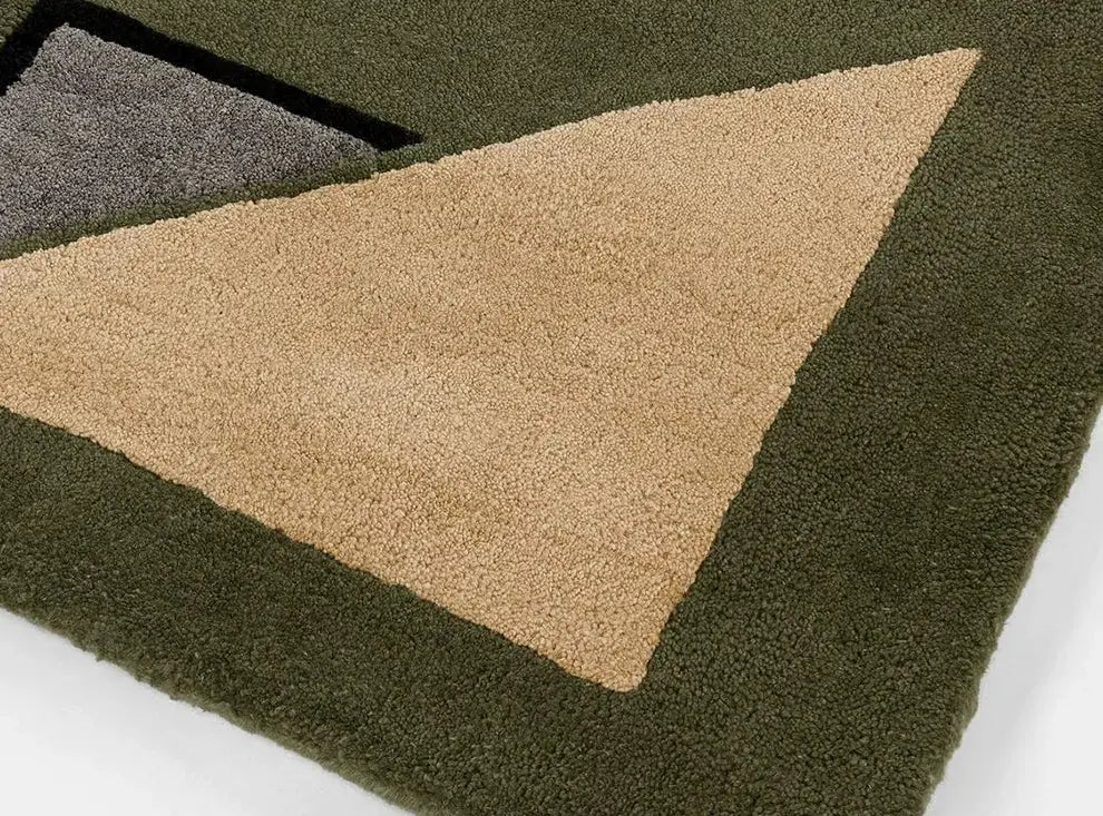 Lucian Custom Green French Retro Striped Carpet – Hand-Made Luxury Design