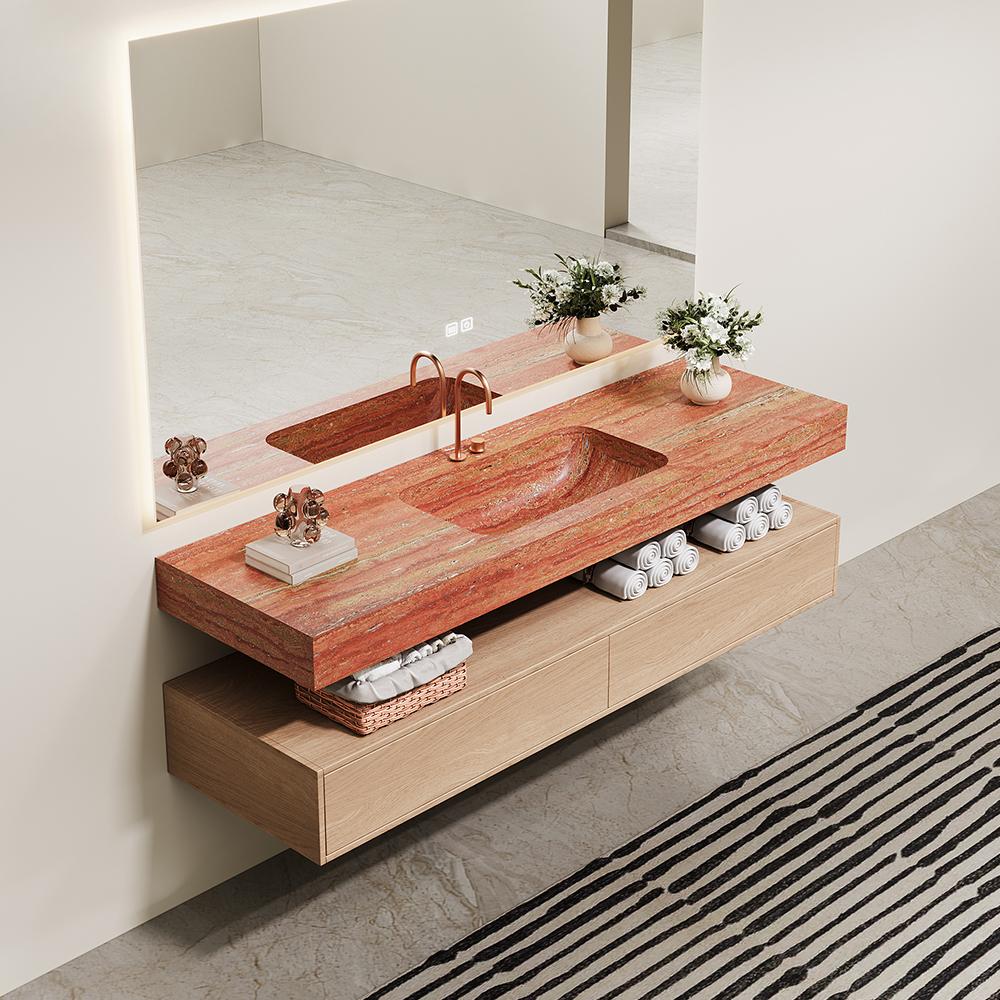 Inaya Red Cave Marble Wall-Mounted Sink