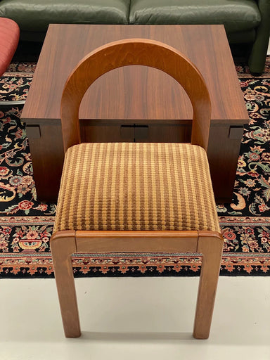 Vintage Italian 1990s Archway Checkered Fabric Accent Chair Unique Mid-Century Modern Design