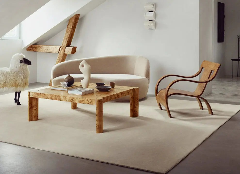 Florian Retro Solid Color Carpet – Handmade Minimalist Design