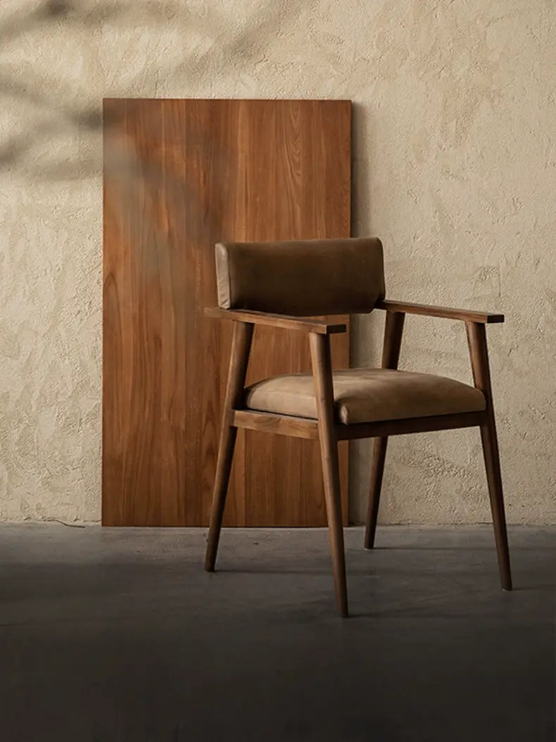 Isolde Genuine Leather Teak Wood Dining Chair