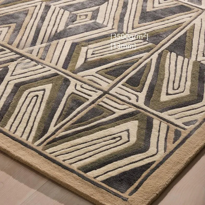 Remiel Geometric Retro Ethnic Style Carpet – Handmade Nordic Design