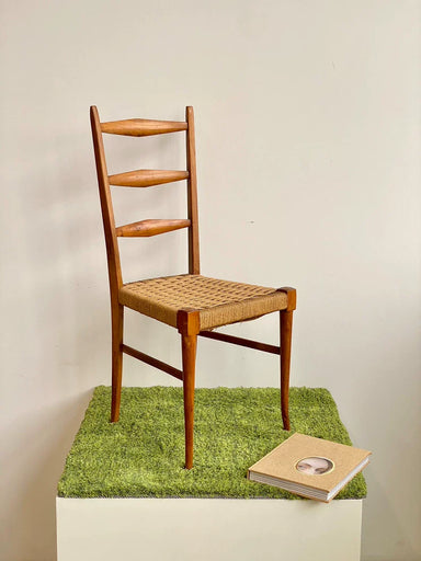 Vintage French Country Style Thonet Rope Woven High-Back Dining Chair