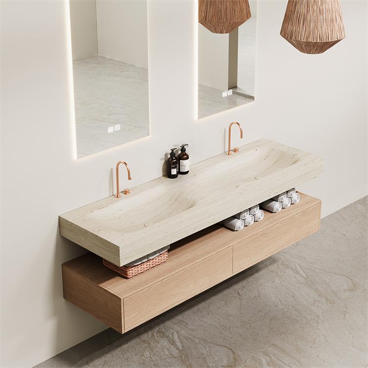Azriel Kala Limestone Wall-Mounted Double Basin