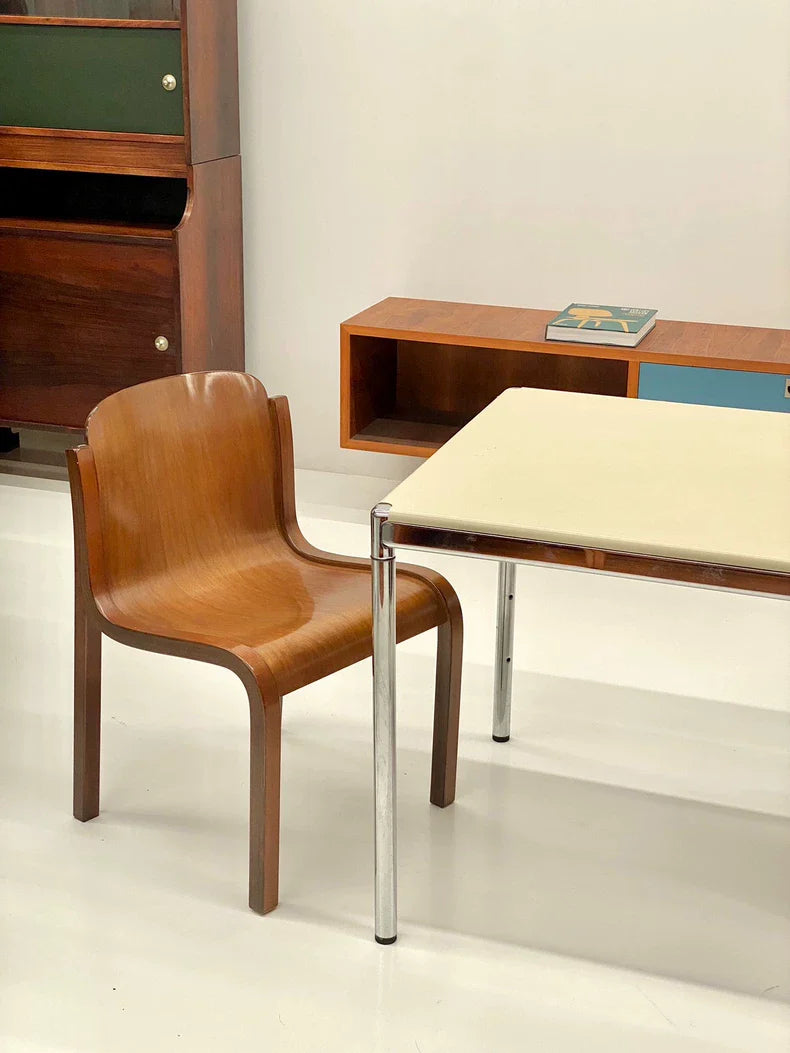 Vintage Italian Carlo Bartoli Mito T70 Walnut Beech Dining Chair 1960s