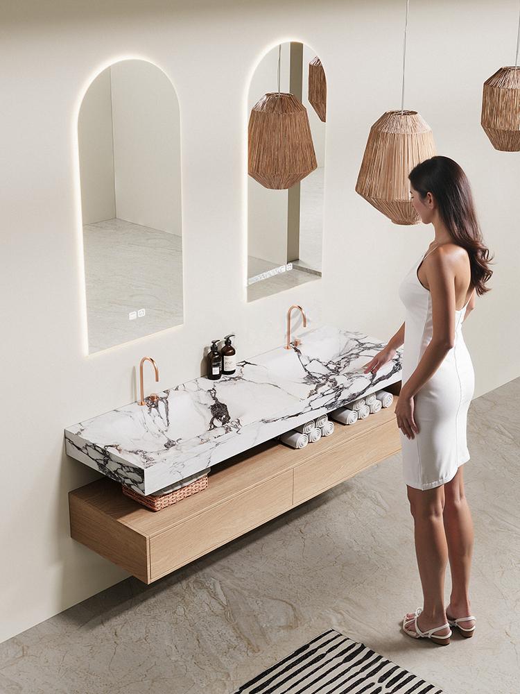 Avi Black Gold Marble Double Basin