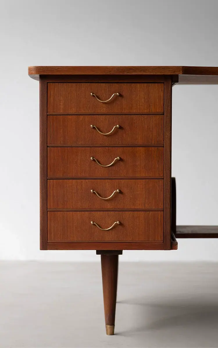 Célestin Retro Black Walnut Office Study Desk