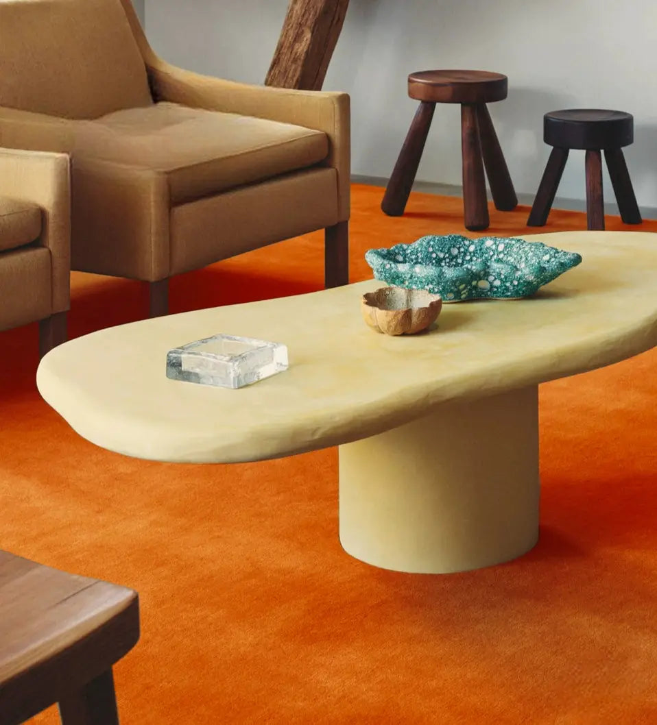 Azélie Handmade Solid Color Orange Carpet – Custom Design for Luxury Living