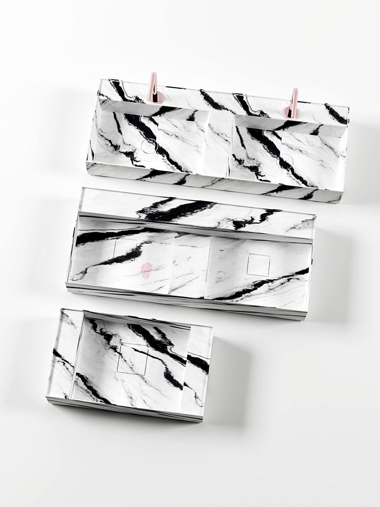 Josiah  Panda White Marble Double Basin