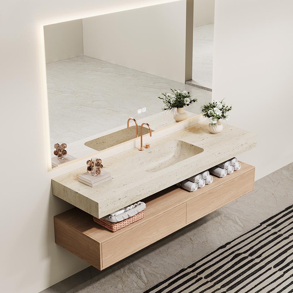 Inaya Red Cave Marble Wall-Mounted Sink