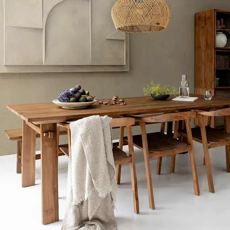 Mattia Imported Solid Teak Retro Dining Table