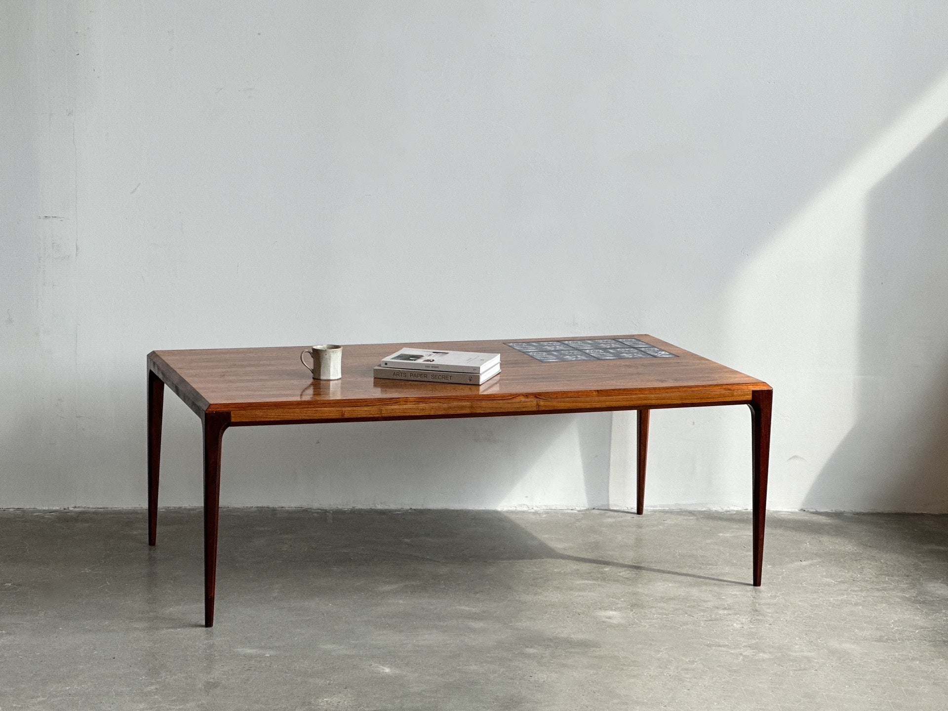Vintage Danish Classic Designer Rosewood Tile Collage Coffee Table by Johannes Andersen