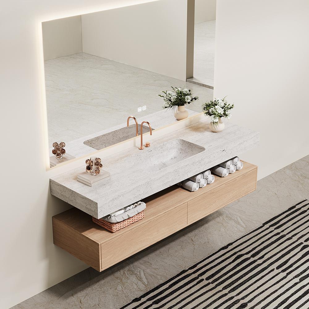 Inaya Red Cave Marble Wall-Mounted Sink