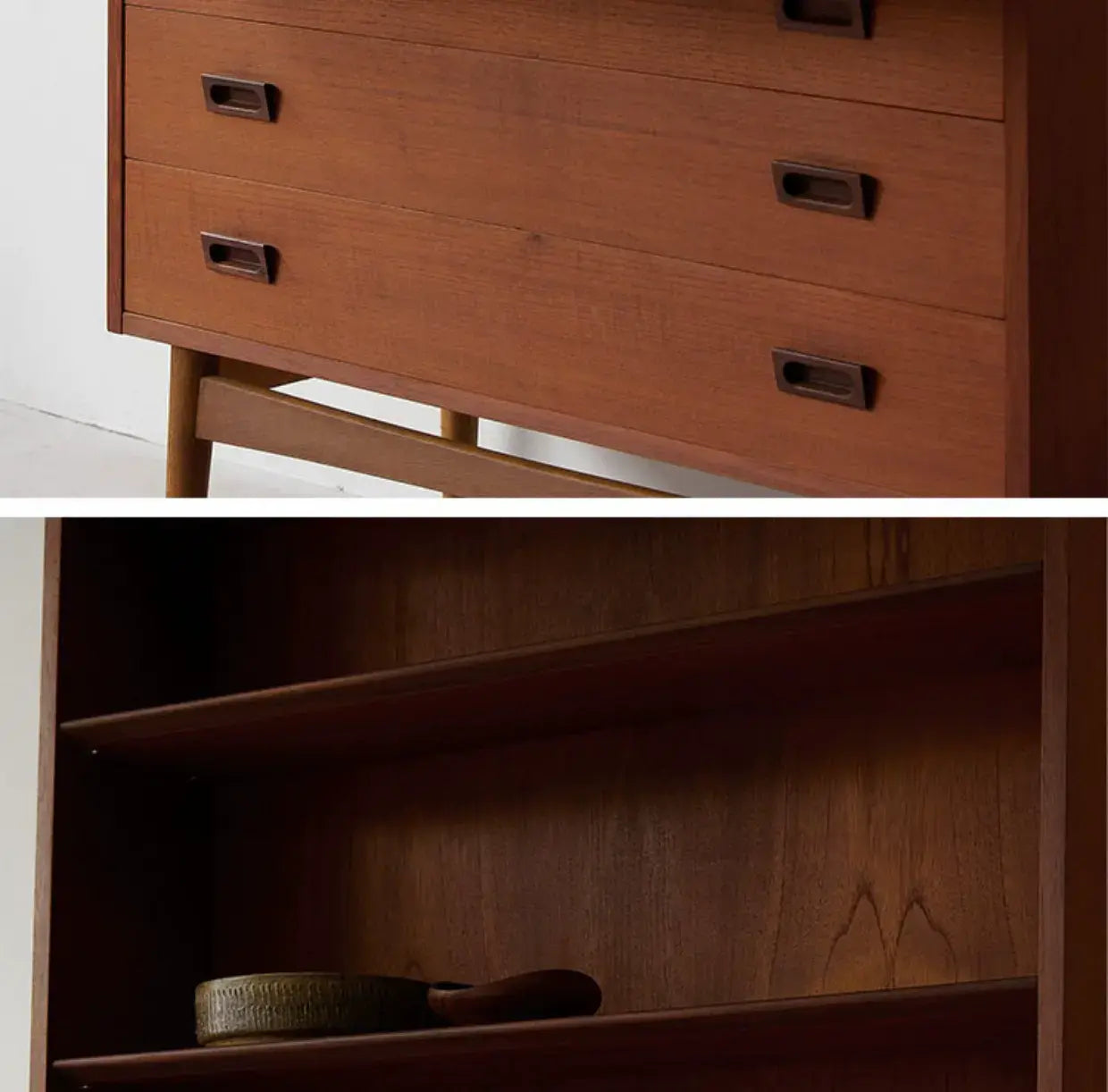 Wit Tall Danish Style Cherry Bookcase Cabinet