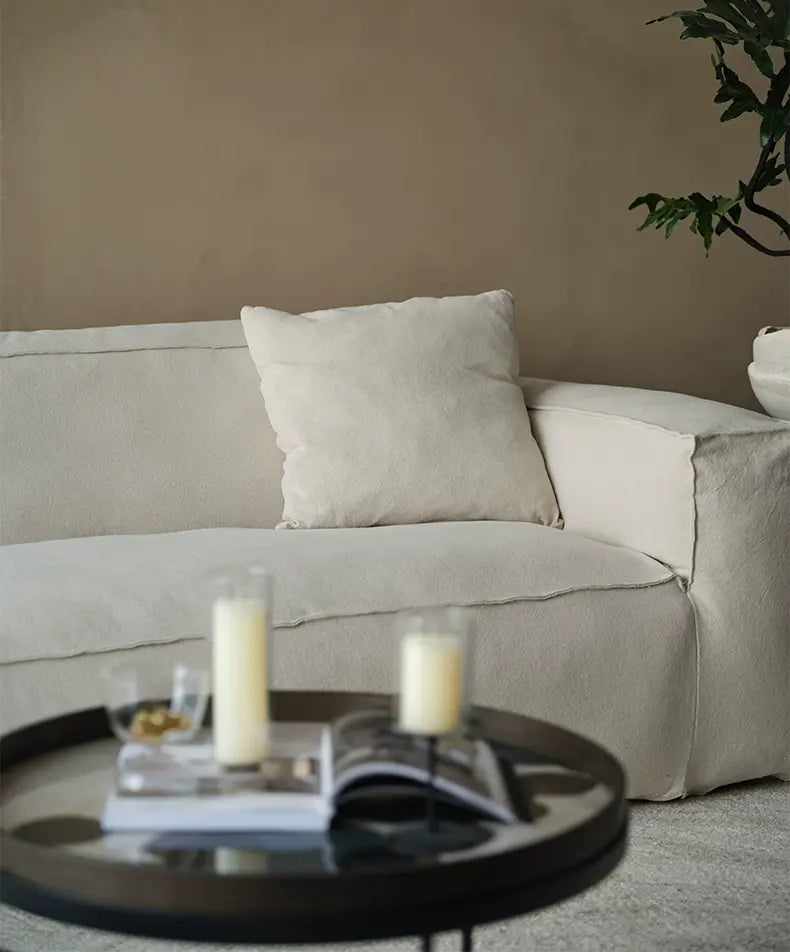 Marta High-End White Linen Sofa