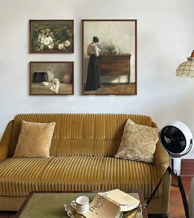 Aurélie "Reading Woman and Still Life Flowers" high-end French paintings