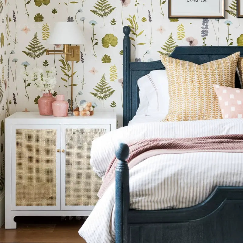Owain Solid Wood Blue Double Bed