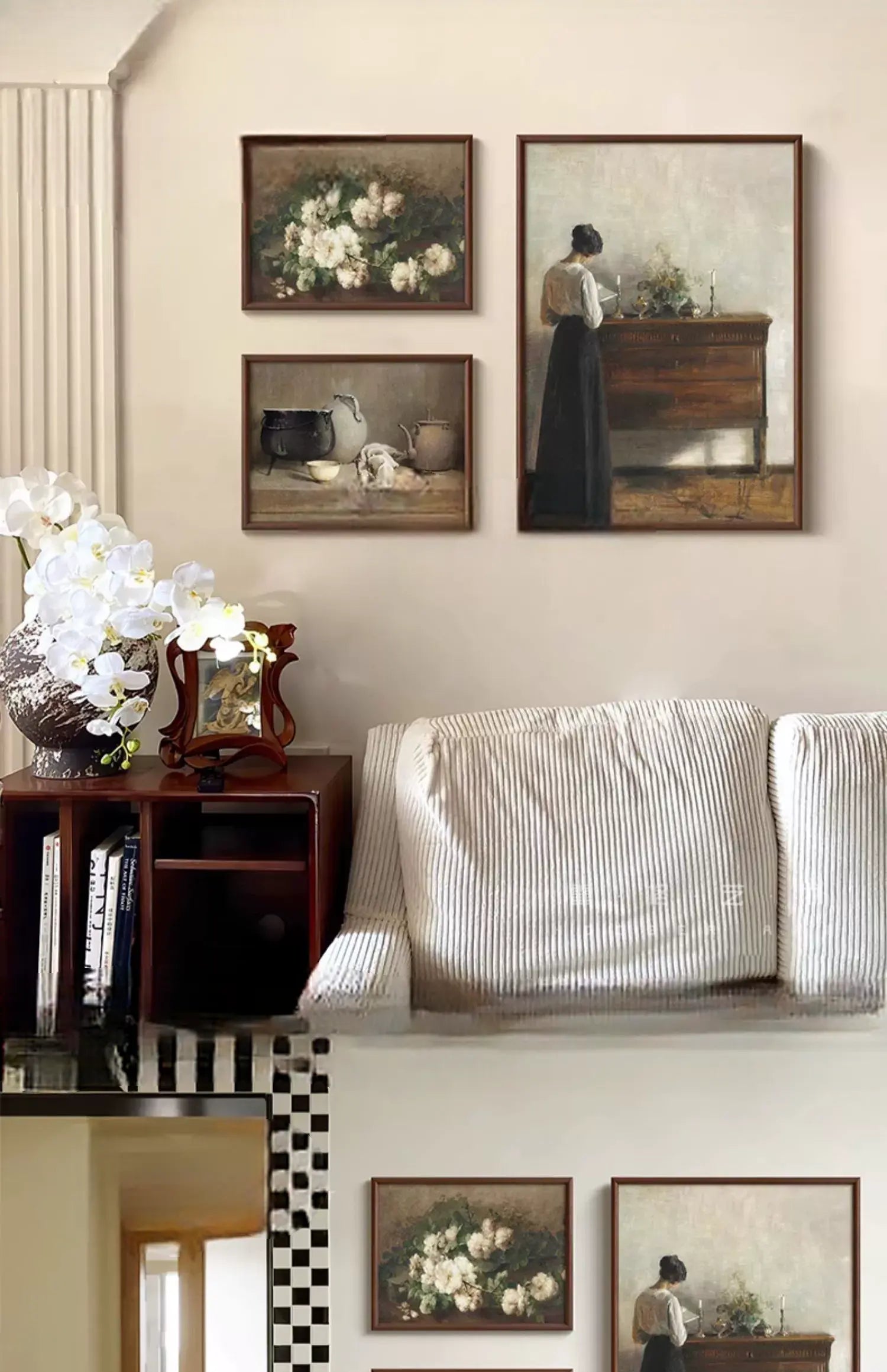 Aurélie "Reading Woman and Still Life Flowers" high-end French paintings