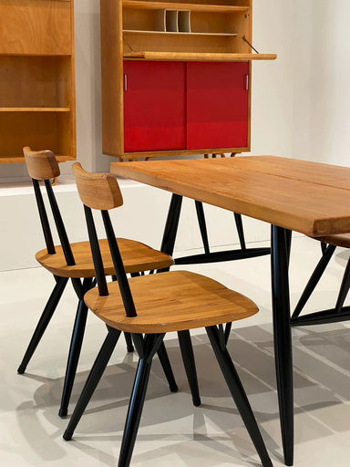 Vintage Ilmari Tapiovaara Pirkka Dining Set: One Table, Four Chairs, Lukaanpuu 1950s Original
