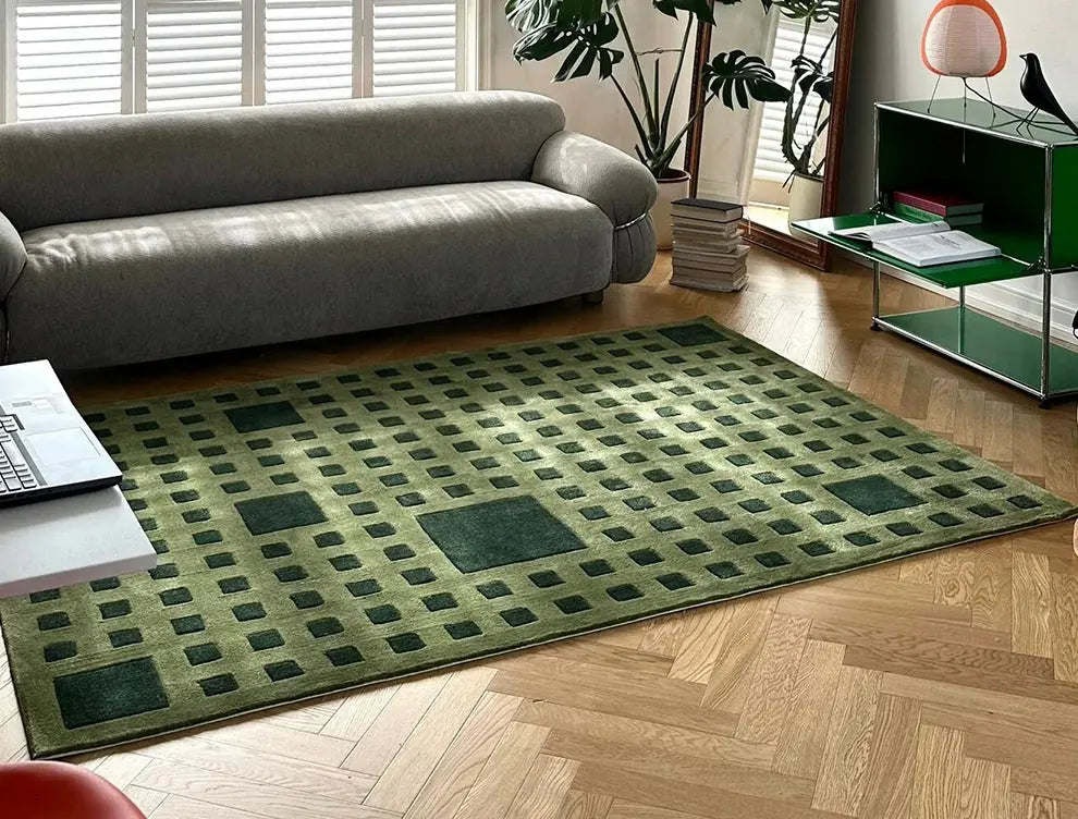 Ondine Handmade Plaid Design Carpet – Customizable Luxury Comfort