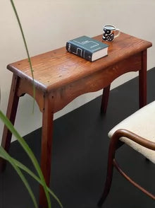 Vintage Dutch Brutalist Solid Wood Side Table, Mid-Century Modern End Table
