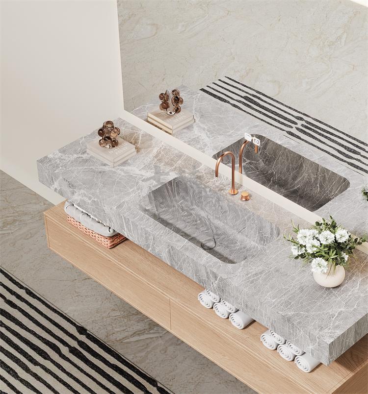 Inaya Red Cave Marble Wall-Mounted Sink
