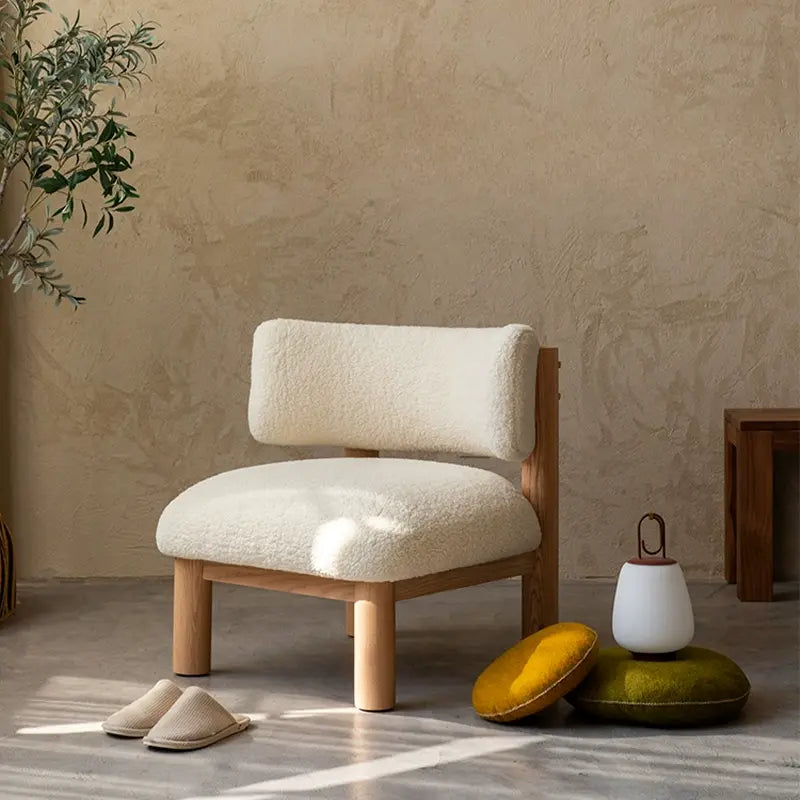 Cesare White Leisure Chair with Solid Oak Frame