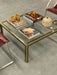 Vintage 1970s Italian Art Deco Brass Glass Coffee Table