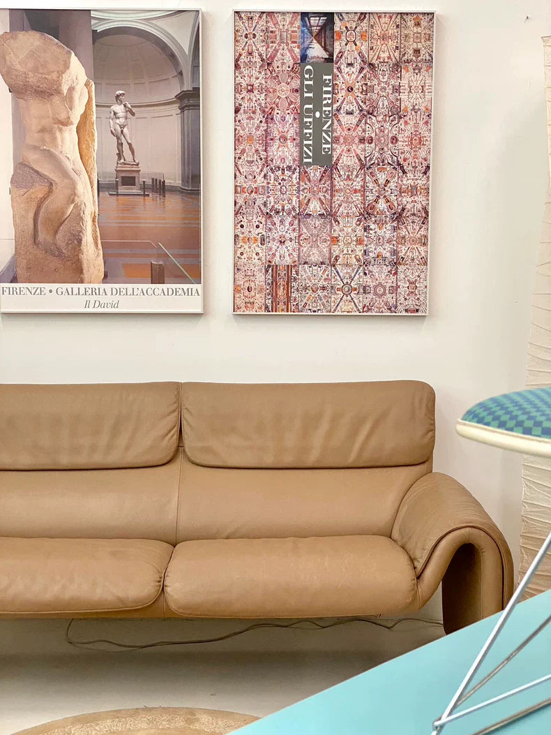 Vintage 1980s Swiss DeSede DS2011 Hand-Stitched Leather Three-Seater Sofa