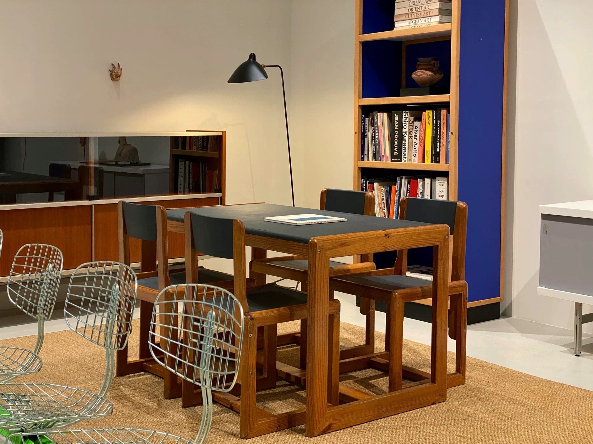 Authentic André Sornay Mid-Century Modern Dining Chair, Dark Grey Seat, 1960s French Design