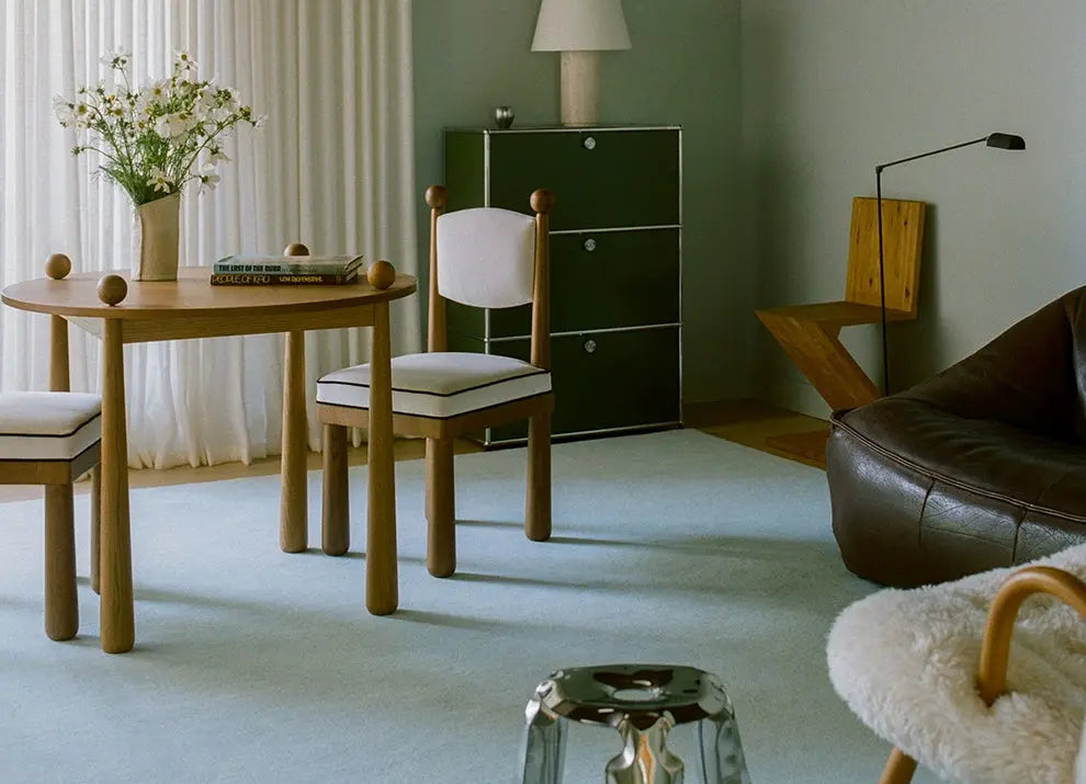 Florian Retro Solid Color Carpet – Handmade Minimalist Design