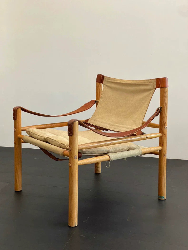 Luxury Arne Norell Sirocco Lounge Chair, Vintage Swedish Canvas & Wood