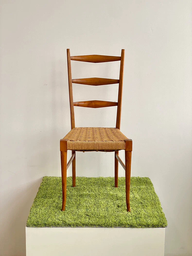 Vintage French Country Style Thonet Rope Woven High-Back Dining Chair
