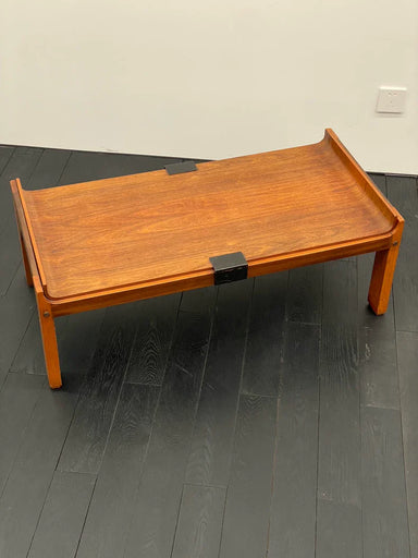 Rare Vintage 1970s Italian Decorative Art Wood Metal Coffee Table