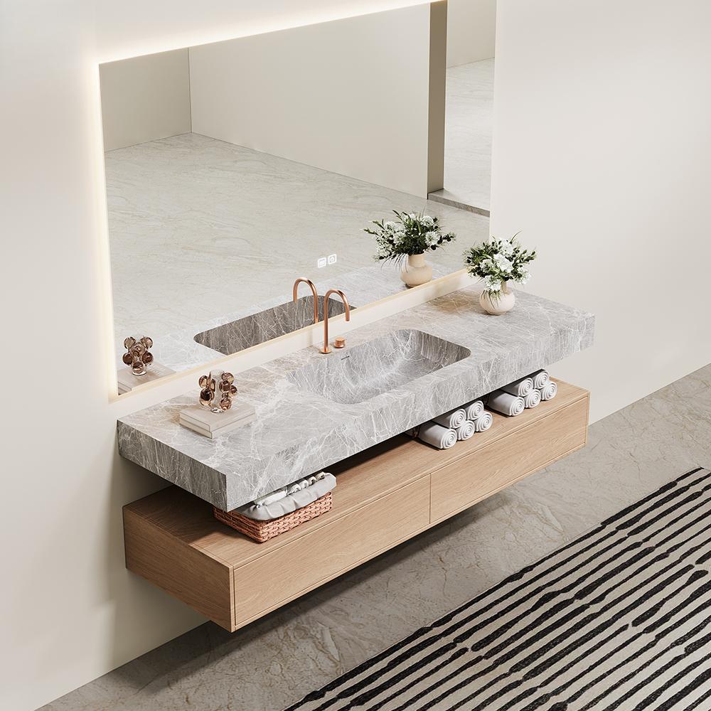 Inaya Red Cave Marble Wall-Mounted Sink