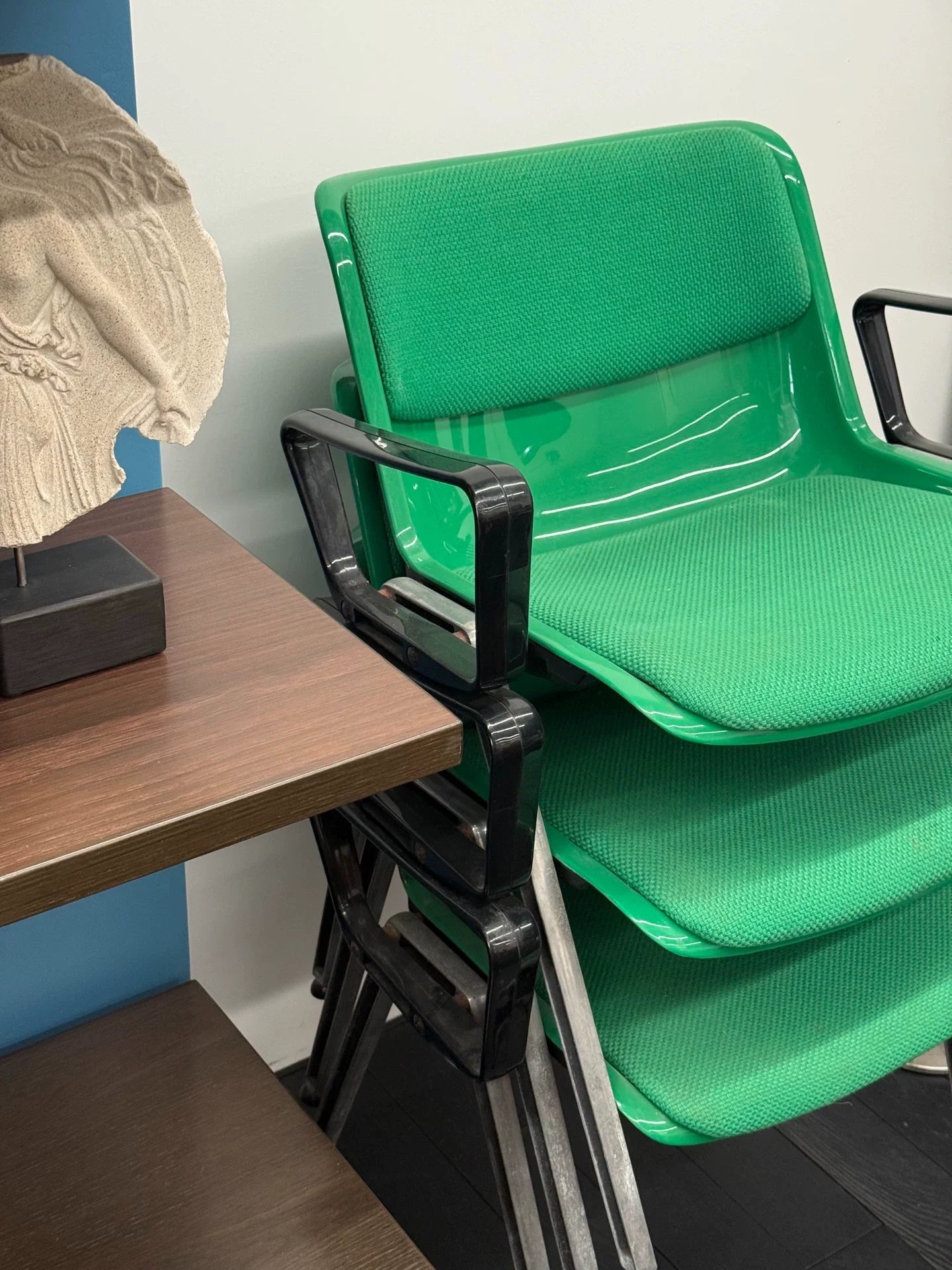 Vintage Italian Tecno Modus Signal Green Padded Armchair Mid-Century Design