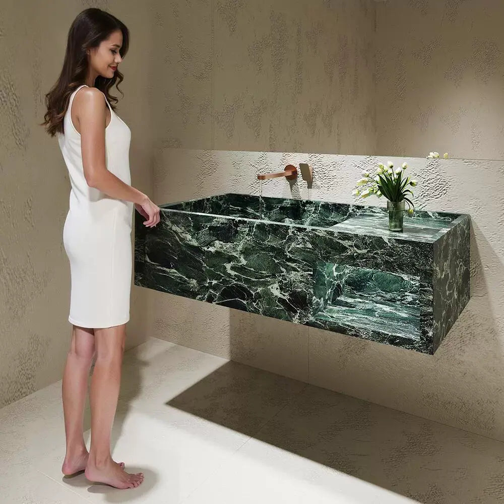 Otis Ice Silk Blue Jade Wall-Mounted Basin