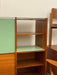 Vintage Italian 1970s Teak Mint Green Metal Trim Sideboard Cabinet