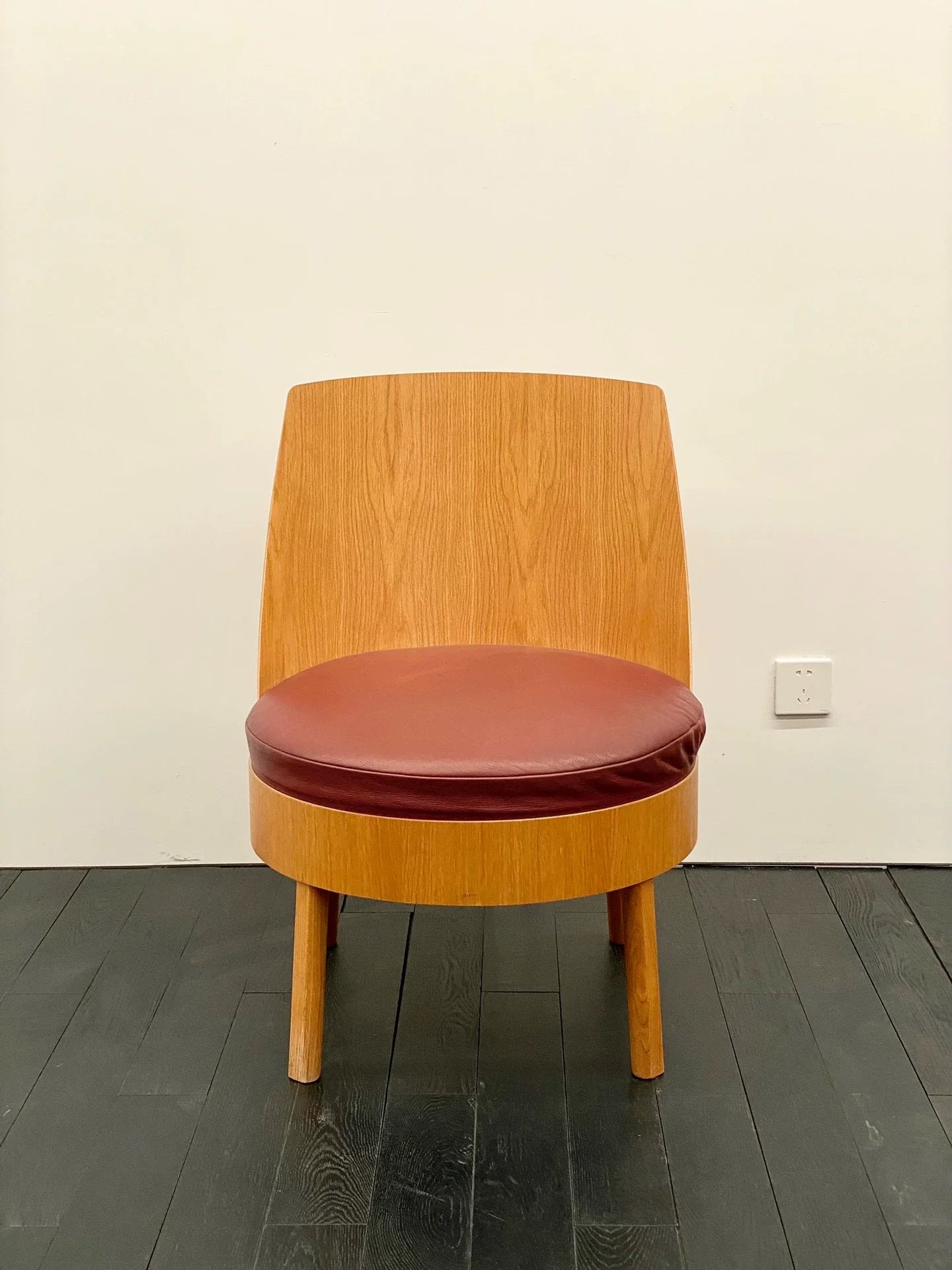 Premium German Bessy Leisure Chair, Stefan Diez, Oak Plywood, Leather