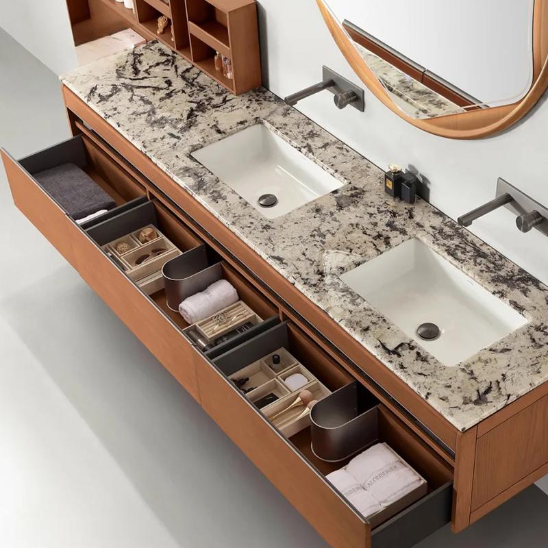 Benjamin Modern Solid Wood Bathroom Cabinet with Marble Basin