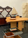 Vintage Italian 1980s Space Age Walnut Coffee Table, Smoky Green Glass Top