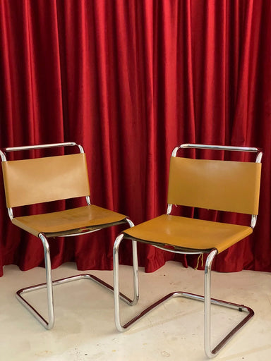 Vintage Knoll Spoleto Bauhaus Cantilever Chair - Saddle Leather, Chrome Frame
