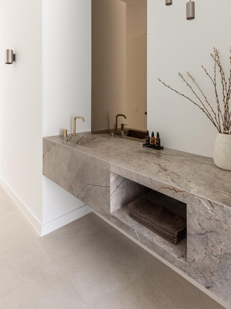 Clementine Castle Gray Marble Wall-Mounted Sink