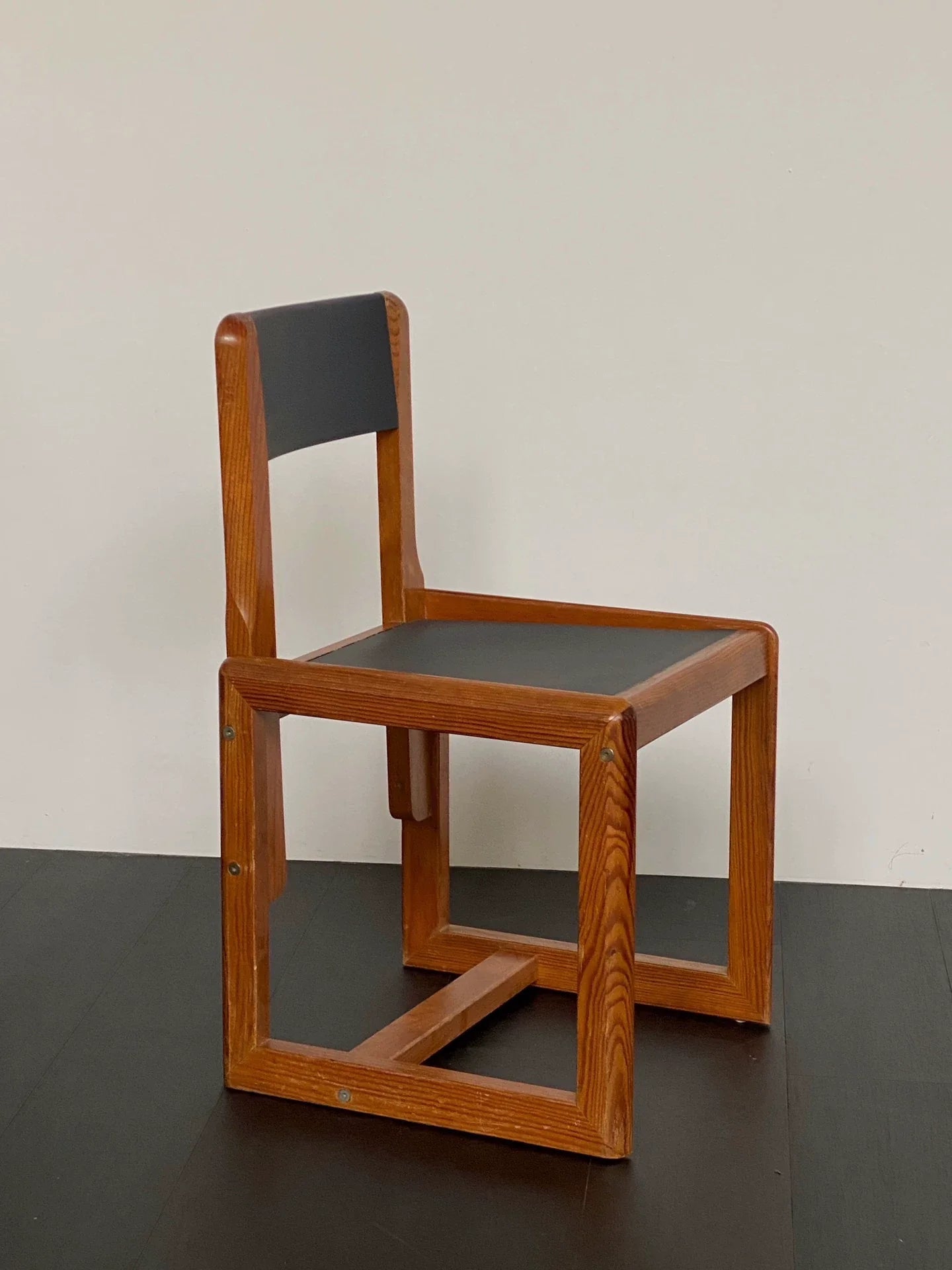 Authentic André Sornay Mid-Century Modern Dining Chair, Dark Grey Seat, 1960s French Design