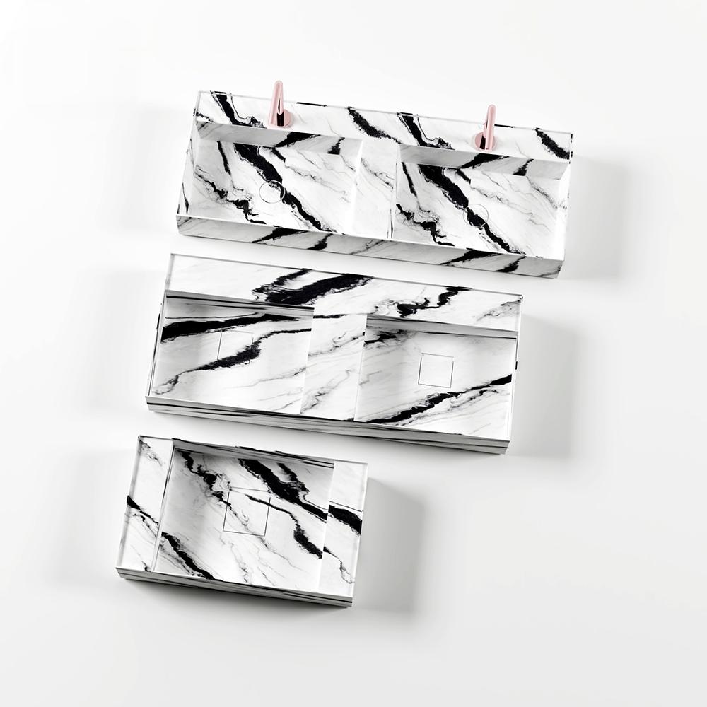 Josiah  Panda White Marble Double Basin