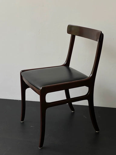 Danish Ole Wanscher Rungstedlund PJ 34 Mahogany Dining Chair with Black Leather Seat