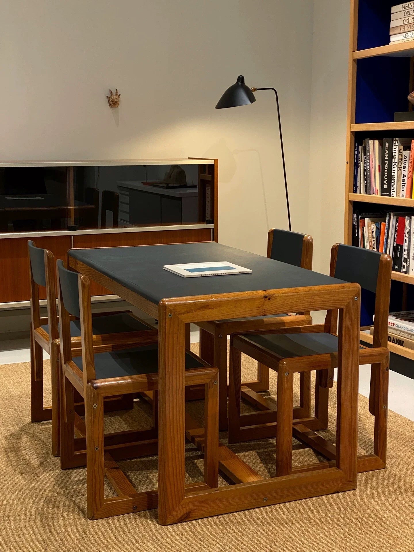 Mid-Century Modern André Sornay Designer Dining Table with Dark Gray Top