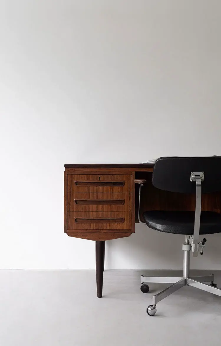 Blaise Black Walnut Desk with Storage Drawers